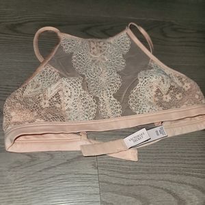 High Neck Lace Bralette in Light Pink by Victoria's Secret Size Medium